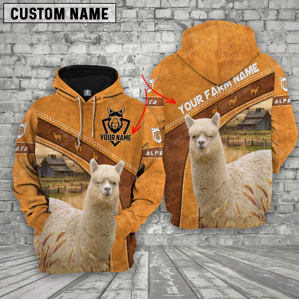 Alpaca 3D Customized Name Farm Name Hoodie, Farmer Hoodie, Custom Farm Shirts, Farmer T Shirt