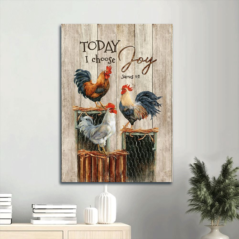Amazing Rooster, Peace Farm, Chicken Painting Portrait Canvas, Today I Choose Joy, Farm Canvas, Farm Art Decor