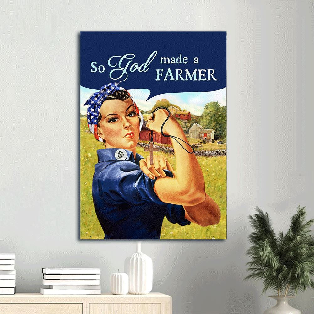 Amazing Woman, Green Farm, Wooden Cross Portrait Canvas, So God Made A Farmer, Farm Canvas, Farm Art Decor