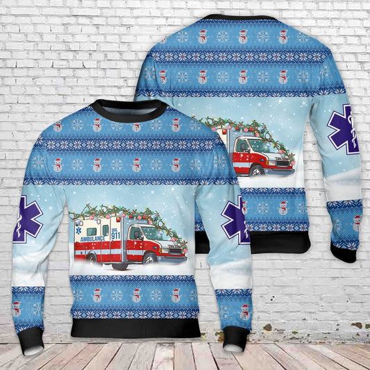 Ambulance Christmas AOP Sweater 9410714665240, Christmas Ugly Sweater, Sweater Xmas, Ugly Sweater