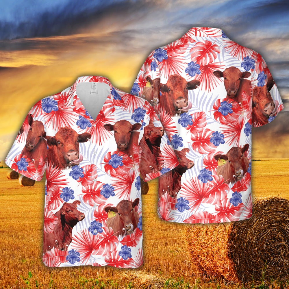 American Colors Red Angus Hawaiian Shirt, Farm Hawaiian Shirt, Farmer Hawaii