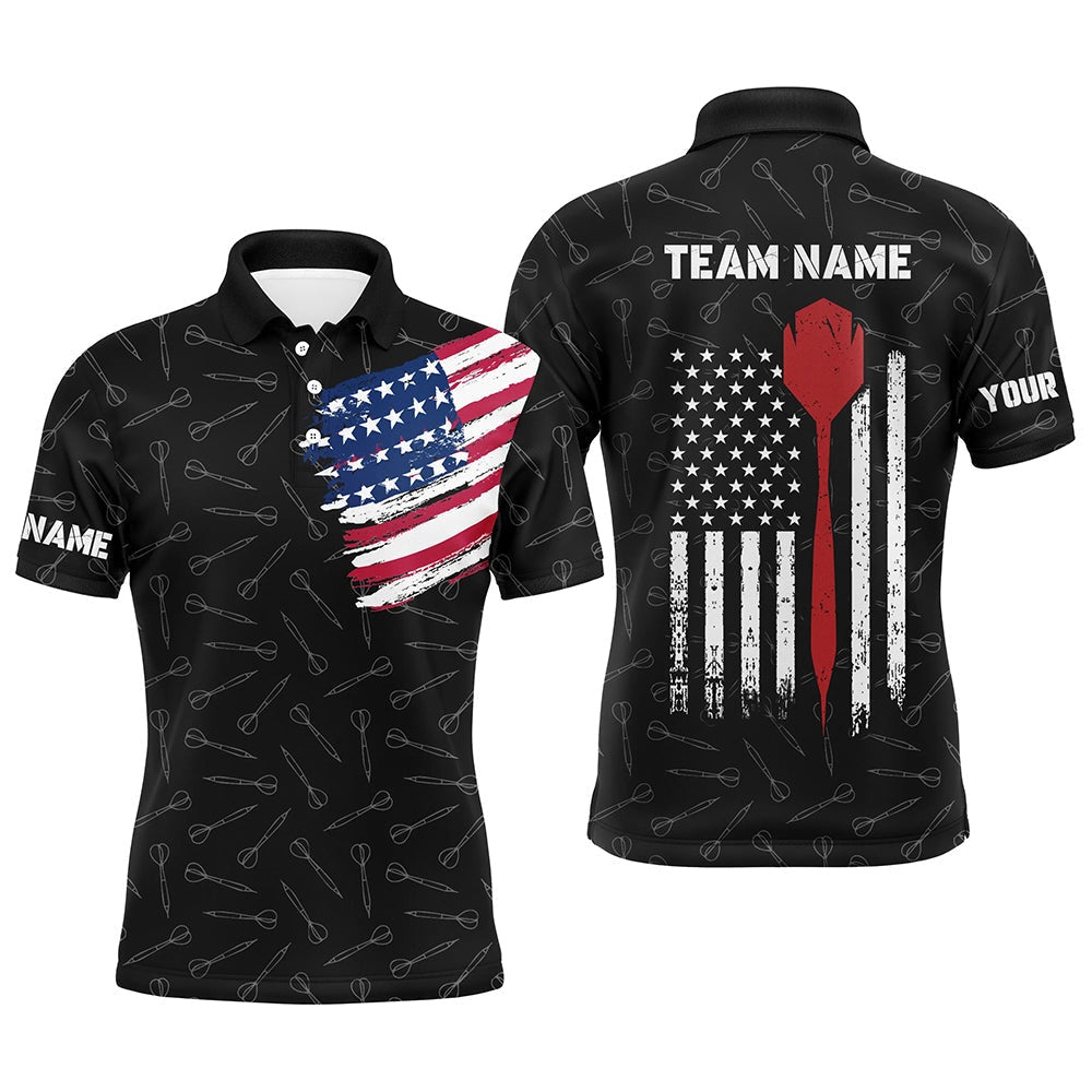 American Flag Darts Men Polo Shirt Custom Patriotic Darts Shirt For Men Dart Team Polo, Darts Team Polo Shirt