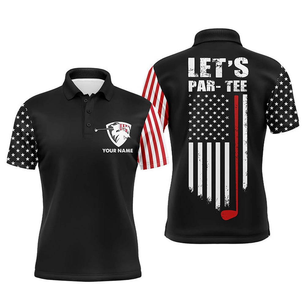 American Flag Golf Polo Shirt Custom Let's Par Tee Patriotic Mens Golf Shirts  Black, Golf Polo Shirts