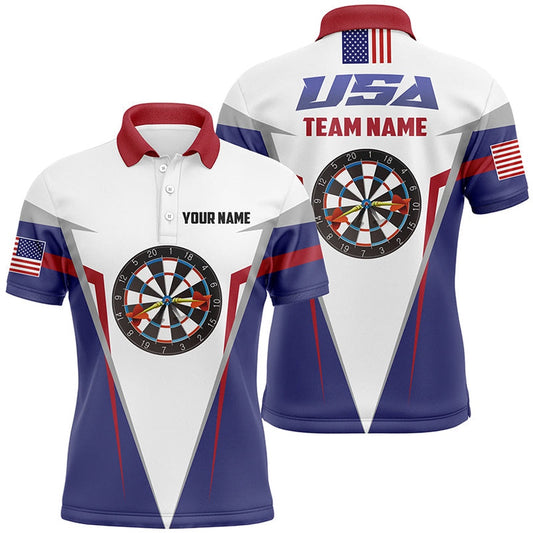 American Flag Mens Darts Polo Shirt Custom Us Patriotic Darts Shirts For Men Dart Polo, Darts Team Polo Shirt