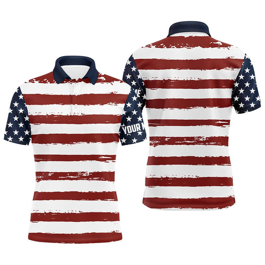 American Flag Patriotic All Over Print Mens Golf Polo Shirt Custom Retro Usa Golf Shirt, Golf Polo Shirts