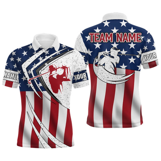 American Flag Retro Golf Shirts Custom Patriotic Golf Team Jerseys Polo Shirts, Golf Polo Shirts