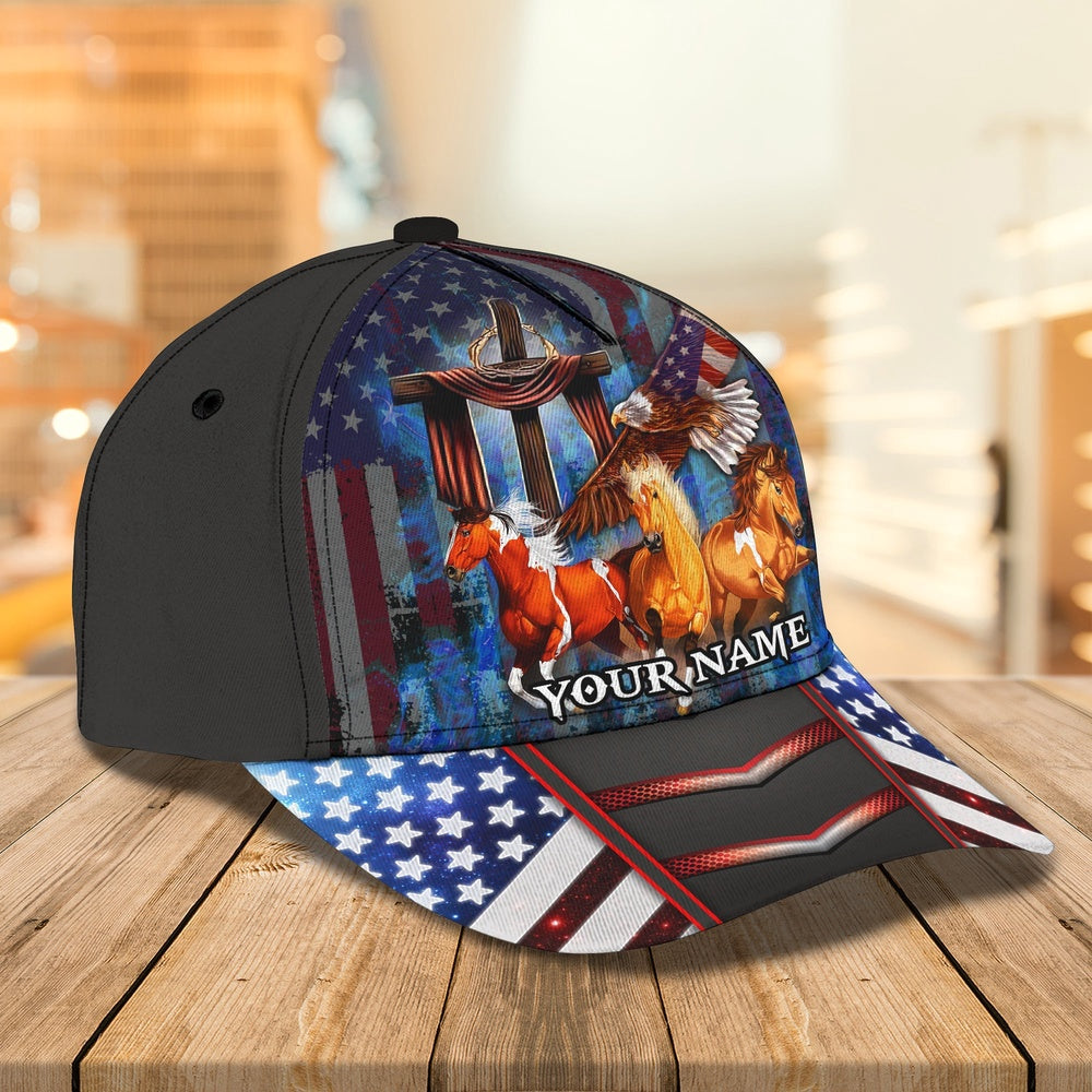 American Horses Customized Name Cap, Farmer Cap, Vintage Farmer Hat, Mens Farmer Hats, Cap For Farmers