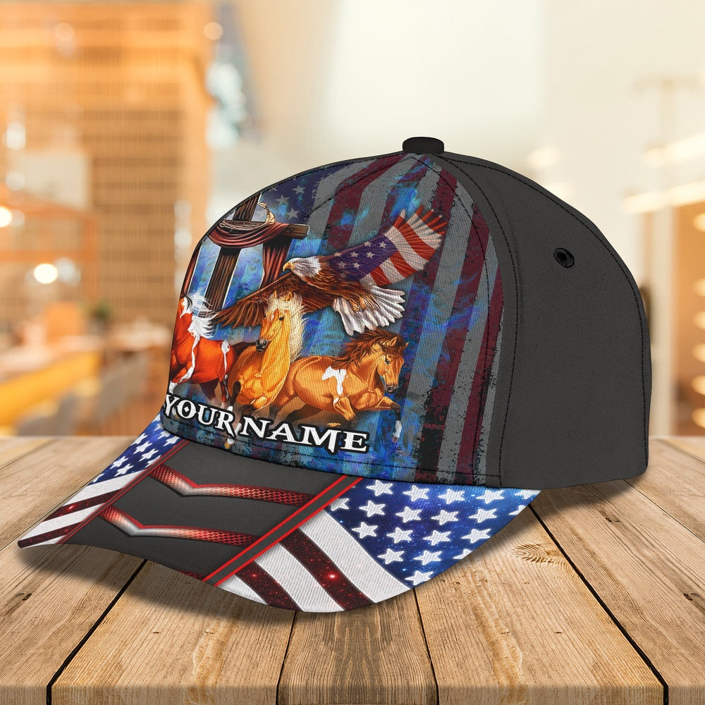 American Horses Customized Name Cap, Farmer Cap, Vintage Farmer Hat, Mens Farmer Hats, Cap For Farmers