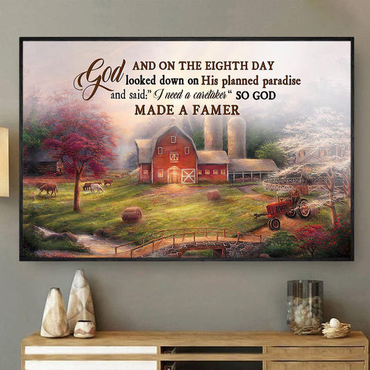 And On The 8Th Day God Looked Down On His Planned Paradise Canvas, Farmhouse Canvas, Farm Gift, Farm Home Decor