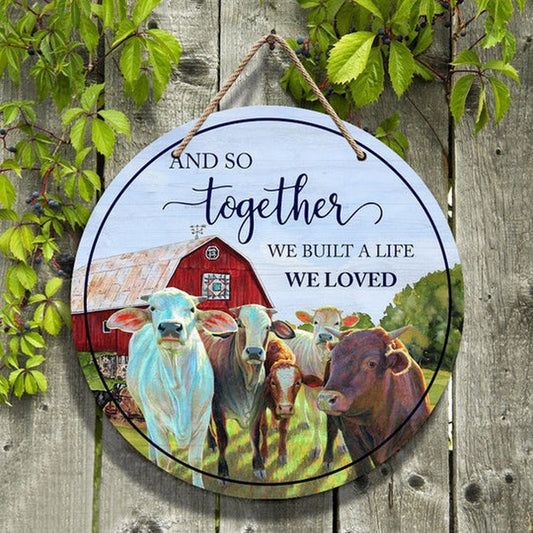 Animal Farm Lovers And So Together Round Happy Halloween Wooden Sign, Farm Wood Sign, Farmhouse Decor Wooden Signs