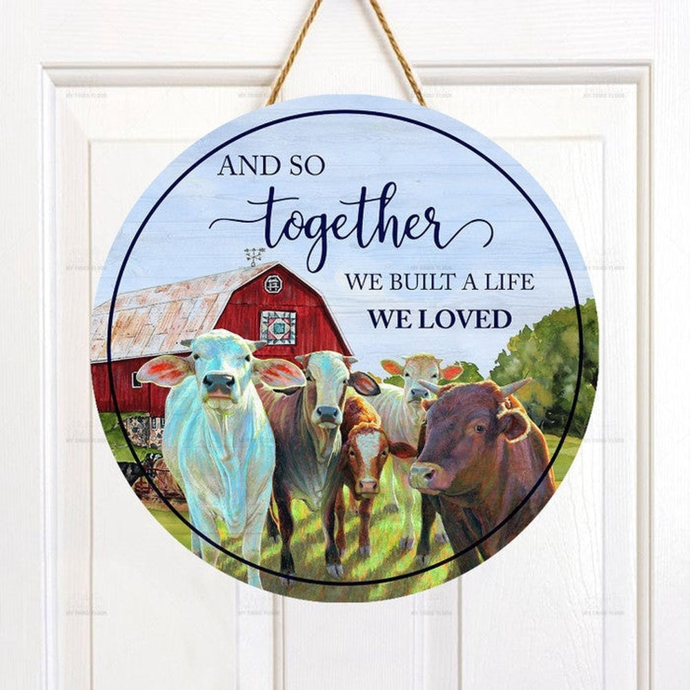 Animal Farm Lovers And So Together Round Happy Halloween Wooden Sign, Farm Wood Sign, Farmhouse Decor Wooden Signs