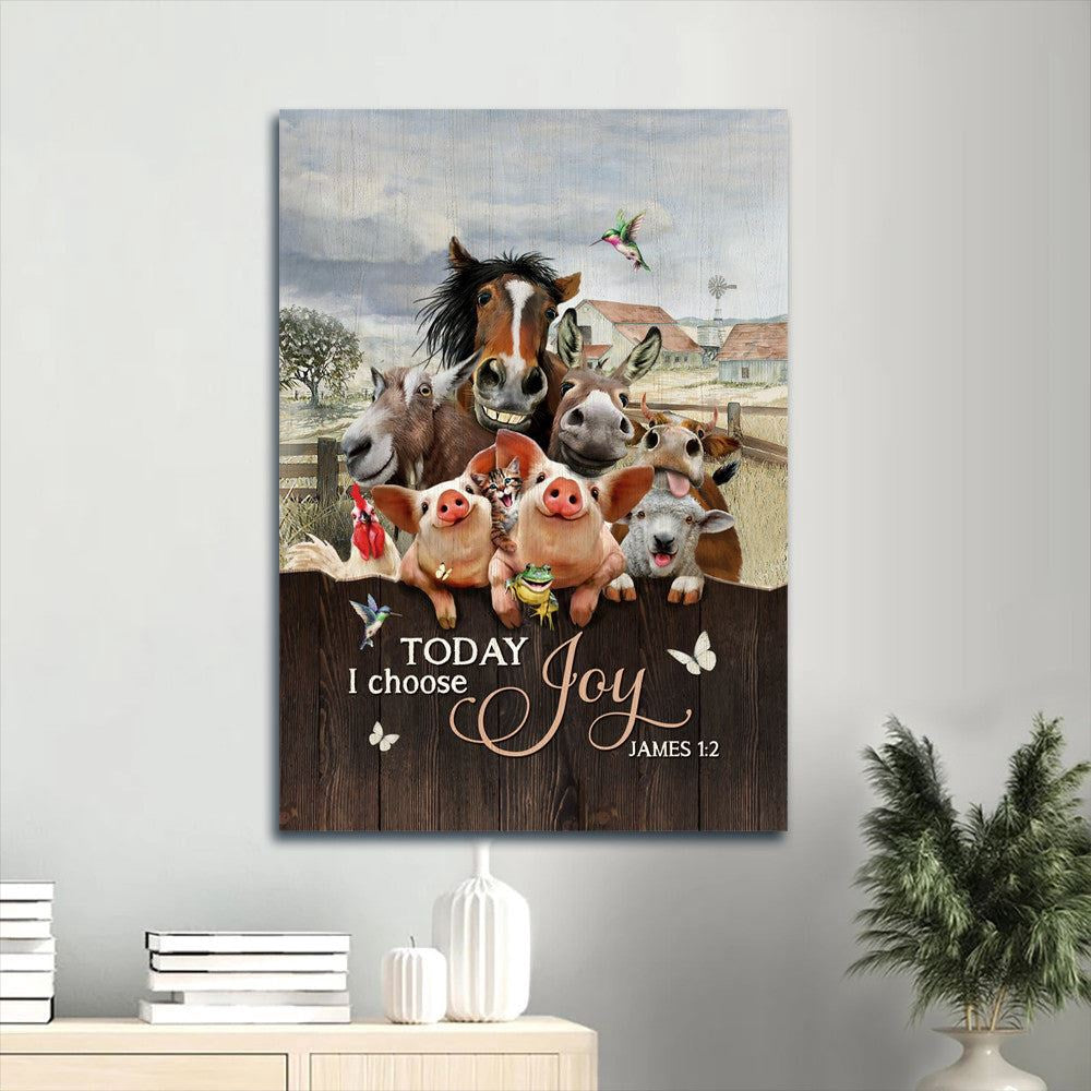 Animal Painting, Happy Farm, Hummingbird Canvas, Today I Choose Joy, Farm Canvas, Farm Art Decor