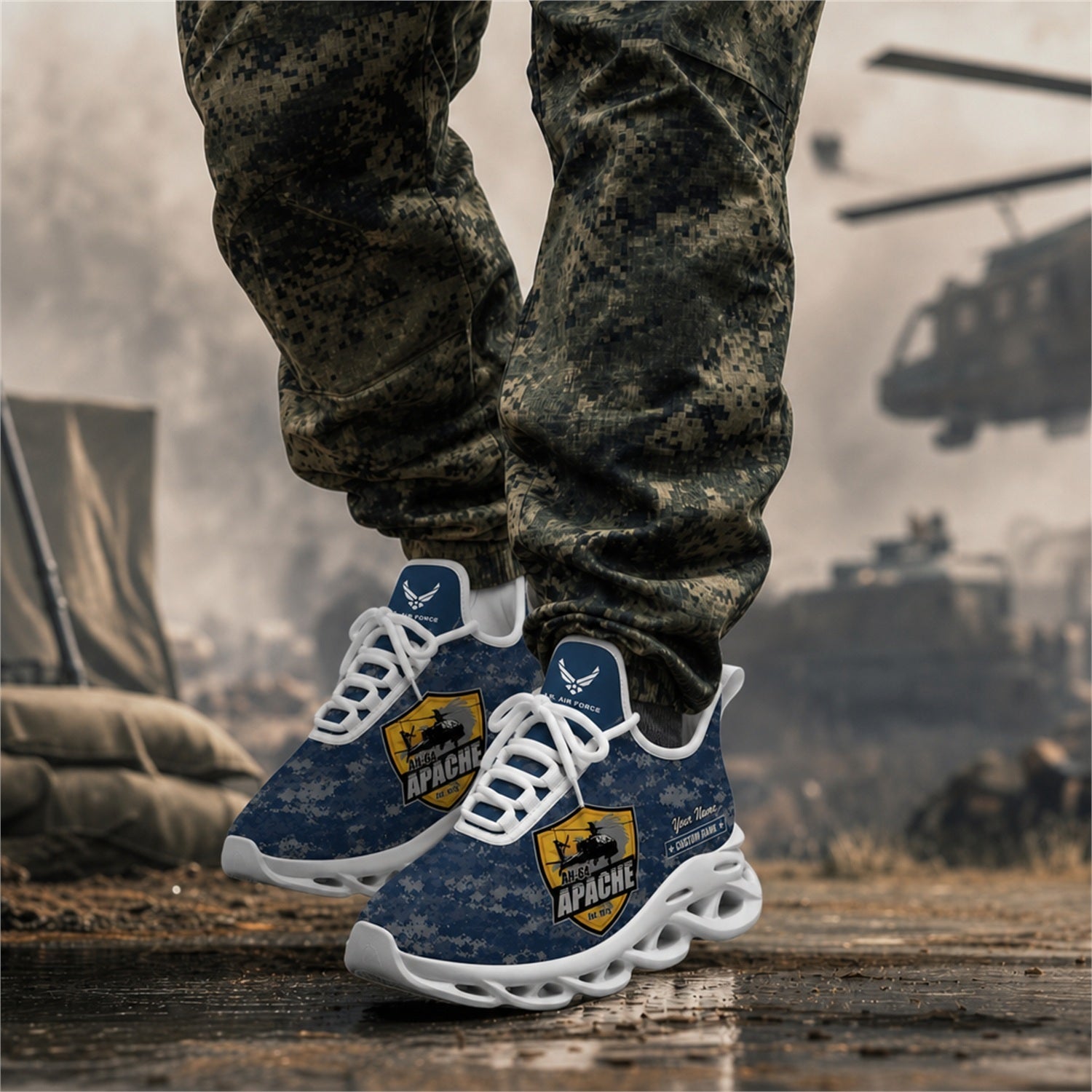 Custom Name Apache Veteran Max Soul Shoes, Veteran Sneaker