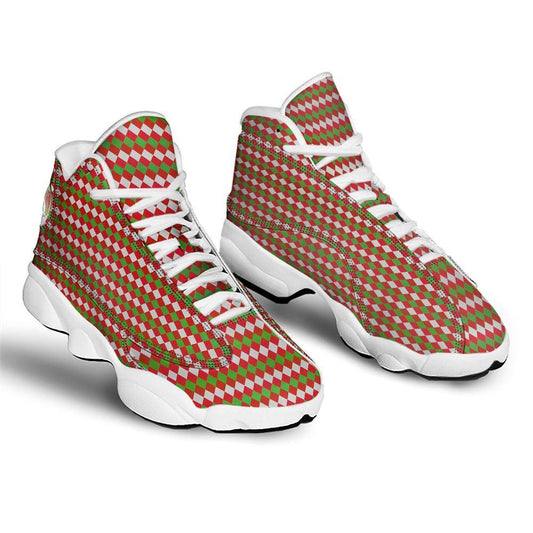 Argyle Christmas Themed Print Pattern Basketball Shoes, Christmas Basketball Shoes, Christmas Shoes