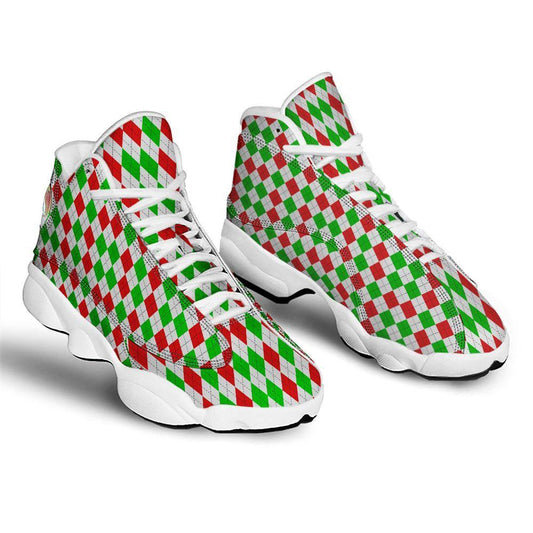 Argyle Merry Christmas Print Pattern Basketball Shoes, Christmas Basketball Shoes, Christmas Shoes