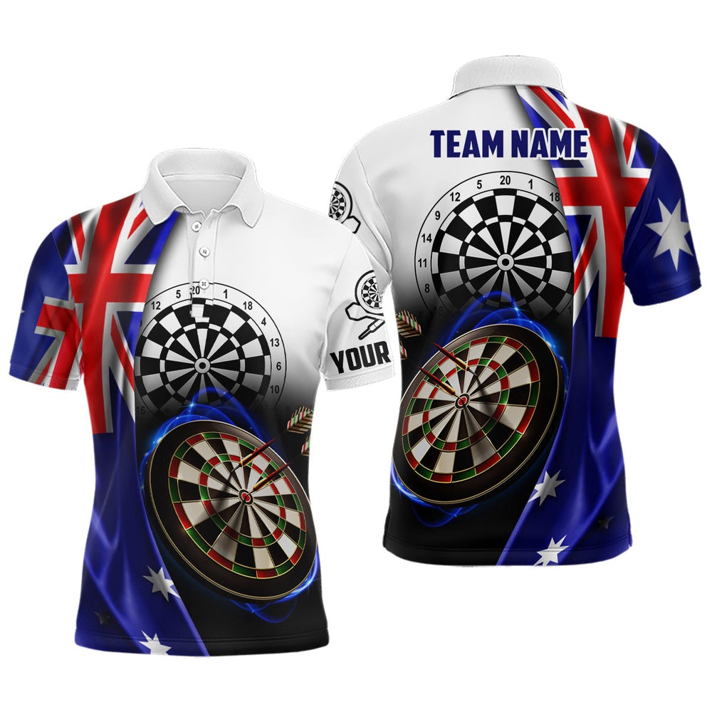 Australia Flag Darts Men Polo Shirt Custom Darts Shirt For Dart Lovers Dart Team Polo, Darts Team Polo Shirt