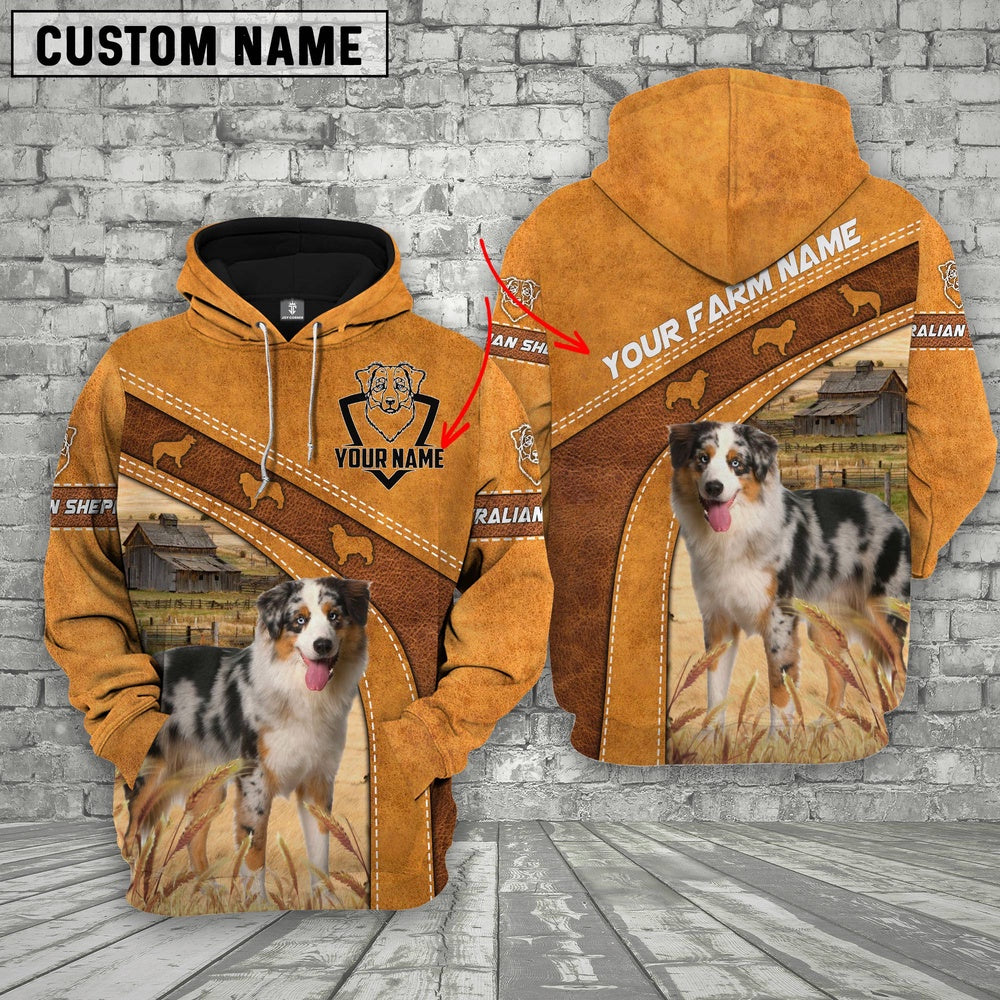 Australian Shepherd Races Custom Name Printed 3D Hoodie, Farmer Hoodie, Custom Farm Shirts, Farmer T Shirt