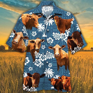 BEEFMASTER Cattle Blue Tribal All Over Printed Hawaiian Shirt, Farm Hawaiian Shirt, Farmer Hawaii