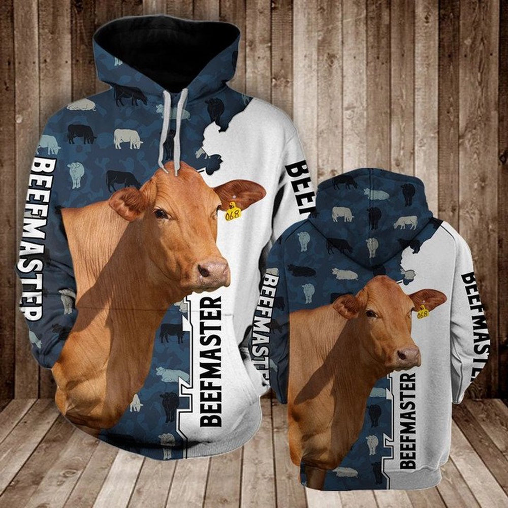 BEEFMASTER HALF CAMO All Over Printed Hoodie, Farmer Hoodie, Farm Themed Shirts, Farm Tee Shirts