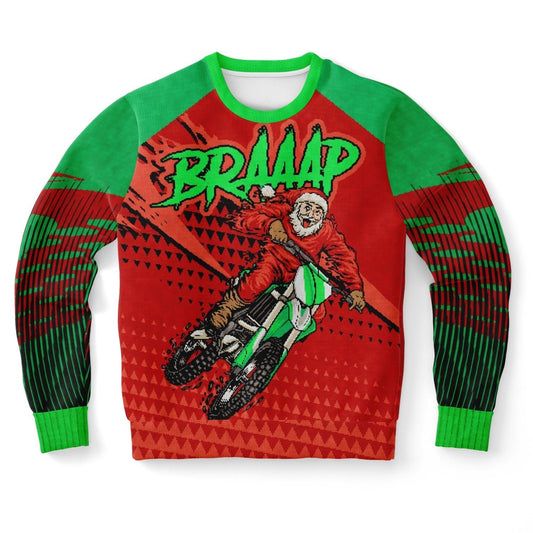 BRAAAP Motorcross Santa Ugly Christmas Sweater, Christmas Ugly Sweater, Sweater Xmas, Ugly Sweater