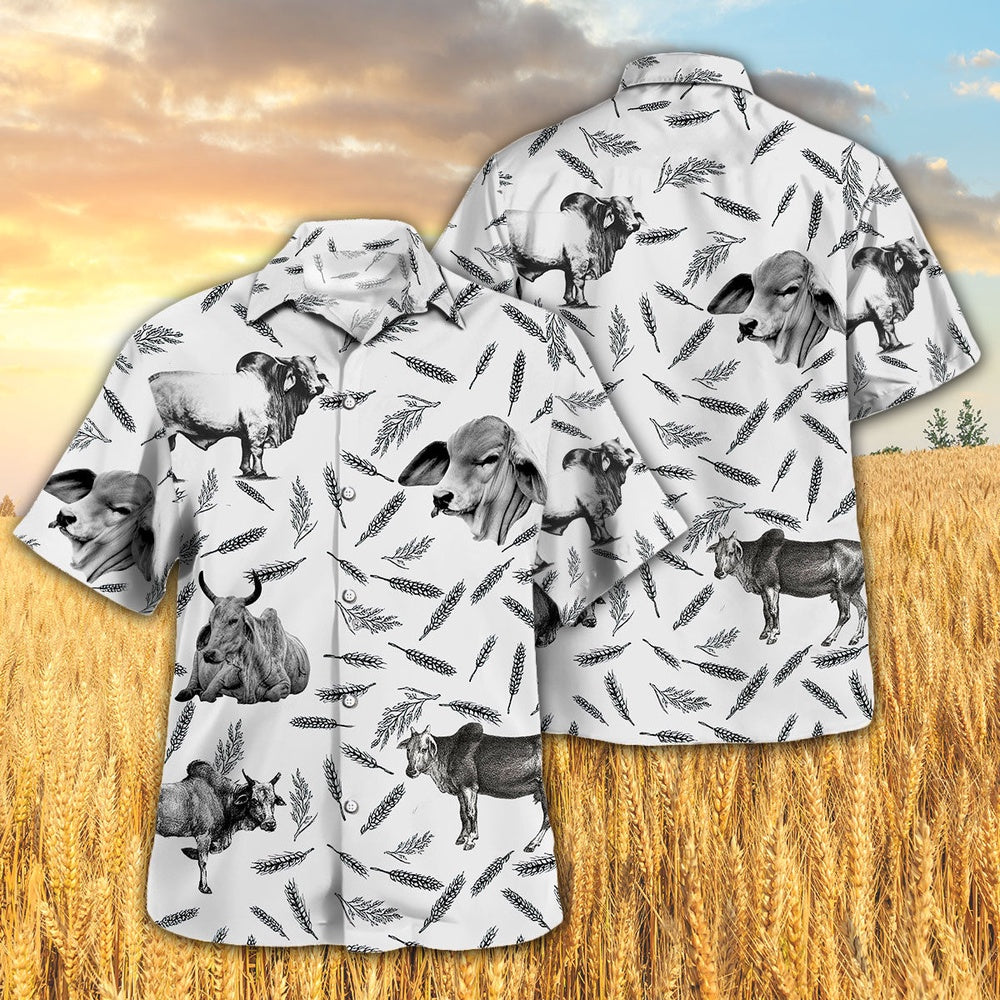 BRAHMAN PATTERN Hawaiian Shirt, Farm Hawaiian Shirt, Farmer Hawaii