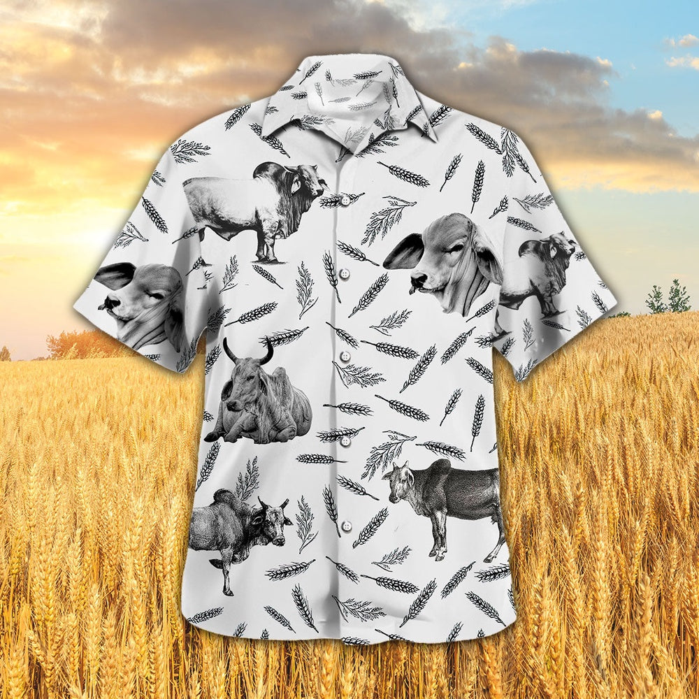 BRAHMAN PATTERN Hawaiian Shirt, Farm Hawaiian Shirt, Farmer Hawaii