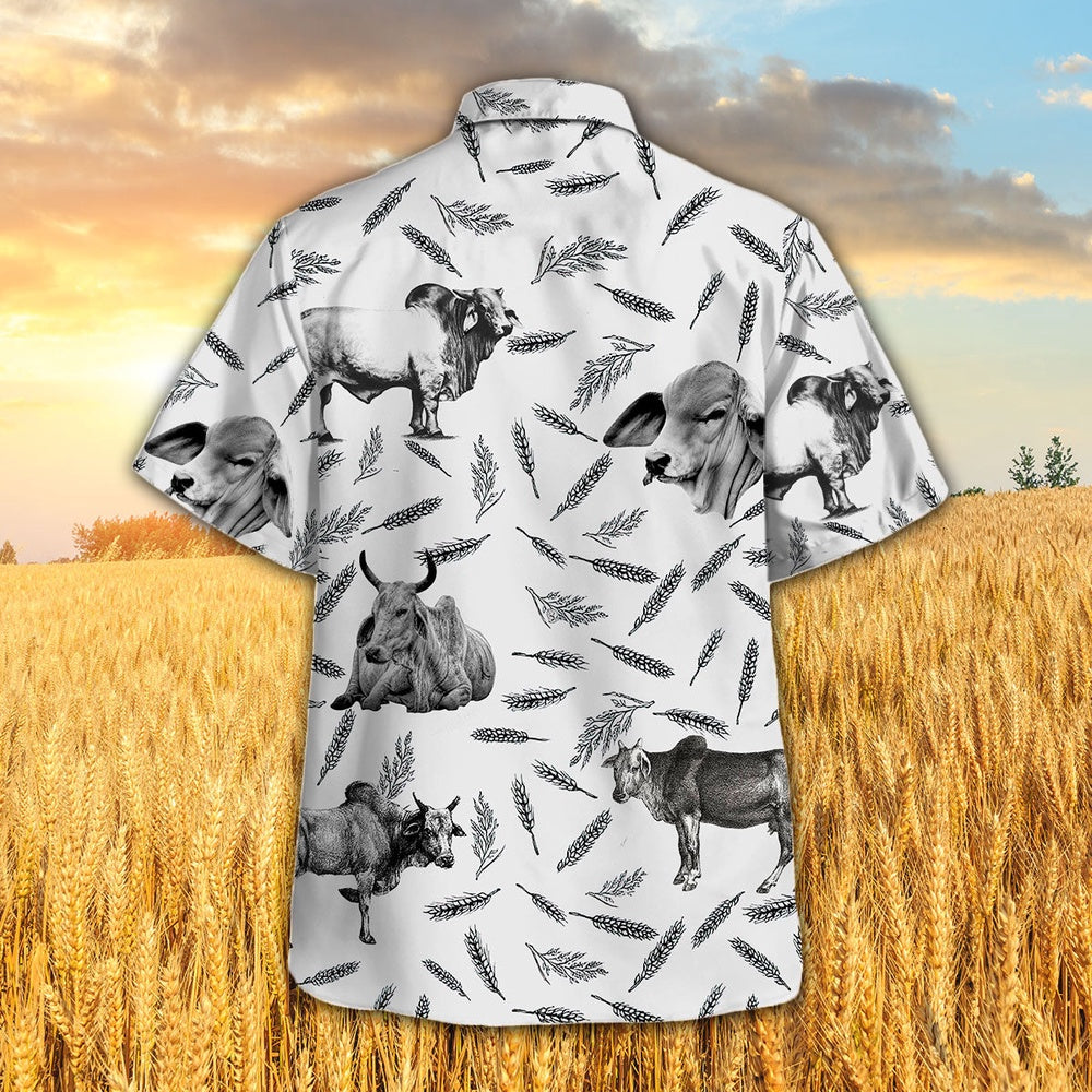 BRAHMAN PATTERN Hawaiian Shirt, Farm Hawaiian Shirt, Farmer Hawaii