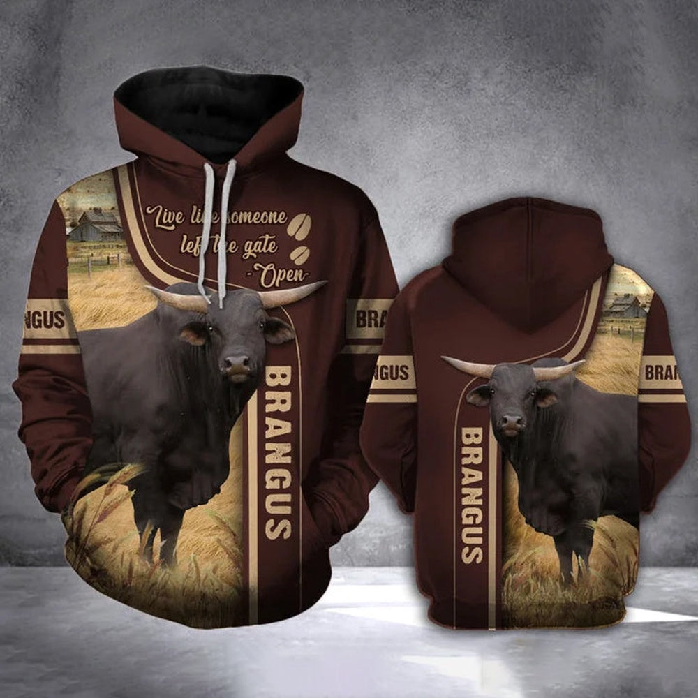 BRANGUS CATTLE All Over Printed Hoodie, Farmer Hoodie, Farm Themed Shirts, Farm Tee Shirts