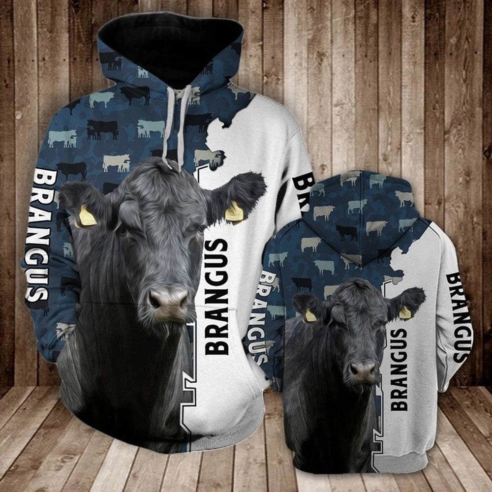 BRANGUS HALF CAMO All Over Printed Hoodie, Farmer Hoodie, Farm Themed Shirts, Farm Tee Shirts