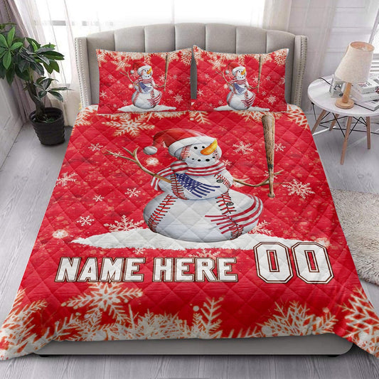 Baseball Snowmanmas Bedding Set Custom Bedding Set, Christmas Beddings, Xmas Bedding Sets