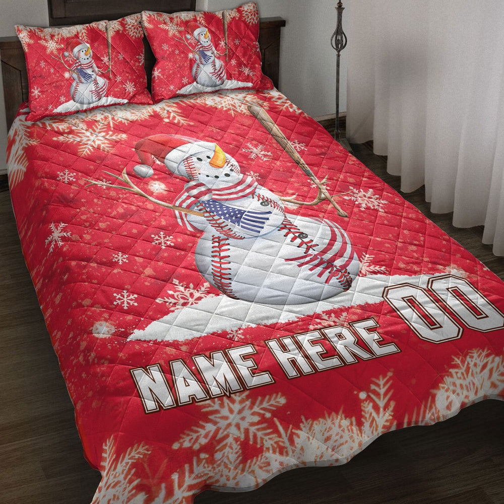 Baseball Snowmanmas Bedding Set Custom Bedding Set, Christmas Beddings, Xmas Bedding Sets