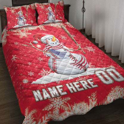 Baseball Snowmanmas Bedding Set Custom Bedding Set, Christmas Beddings, Xmas Bedding Sets