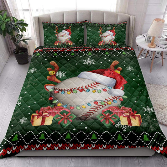 Baseballmas Hat Snowflake Reindeer Horn Box Ugly Bedding Set, Christmas Beddings, Xmas Bedding Sets