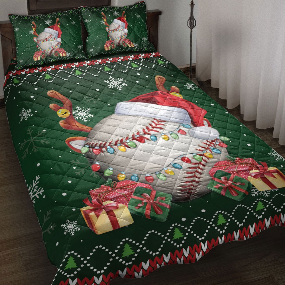 Baseballmas Hat Snowflake Reindeer Horn Box Ugly Bedding Set, Christmas Beddings, Xmas Bedding Sets