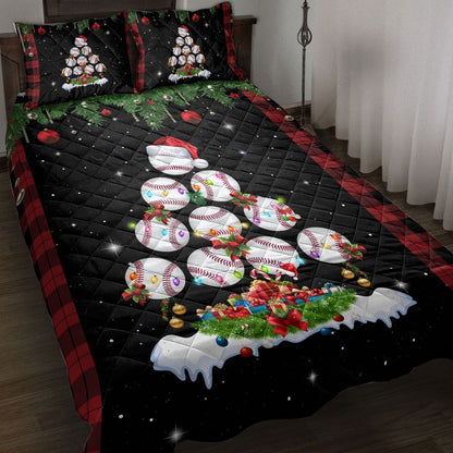 Baseballmas Tree Snowflake Box Red Buffalo Plaid Bedding Set, Christmas Beddings, Xmas Bedding Sets