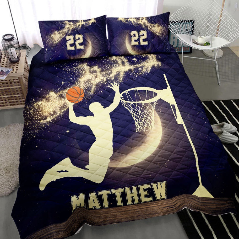 Basketball Moonmas Xmas Bedding Set, Custom Bedding Set, Christmas Beddings, Xmas Bedding Sets