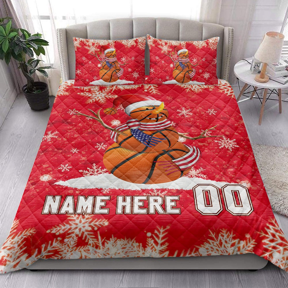 Basketball Snowmanmas Bedding Set, Custom Bedding Set, Christmas Beddings, Xmas Bedding Sets
