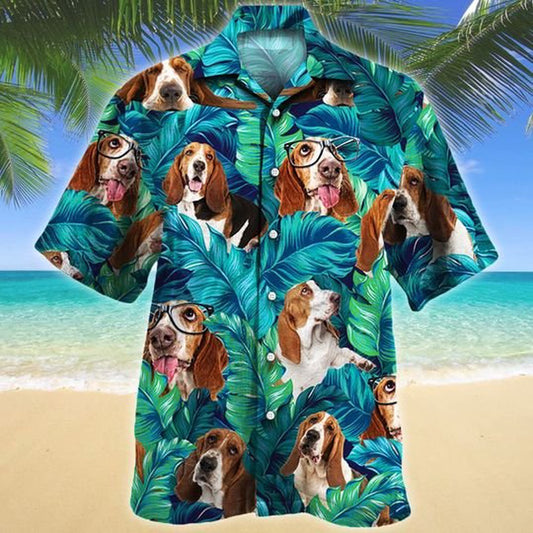 Basset Hound Dog Lovers Hawaiian Style For Summer Hawaiian Shirt, Farm Hawaiian Shirt, Farmer Hawaii