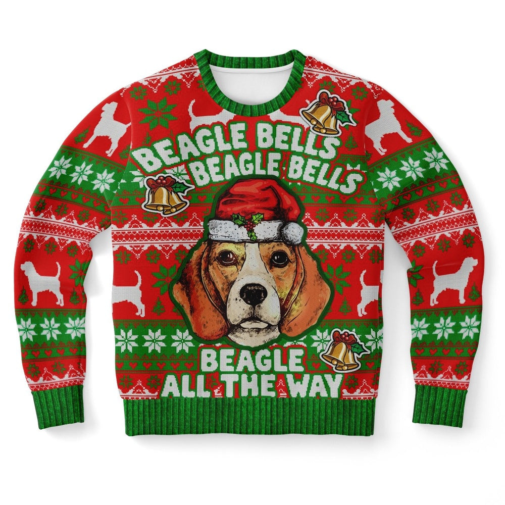 Beagle Bells Beagle Bells All The Way Ugly Christmas Sweater, Christmas Ugly Sweater, Sweater Xmas, Ugly Sweater