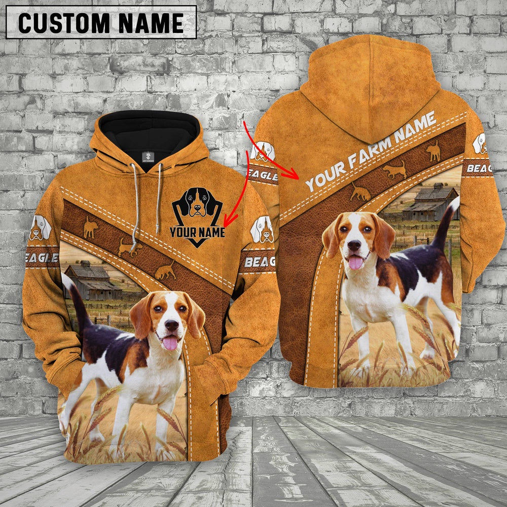 Beagle Custom Name Printed 3D Hoodie, Farmer Hoodie, Custom Farm Shirts, Farmer T Shirt
