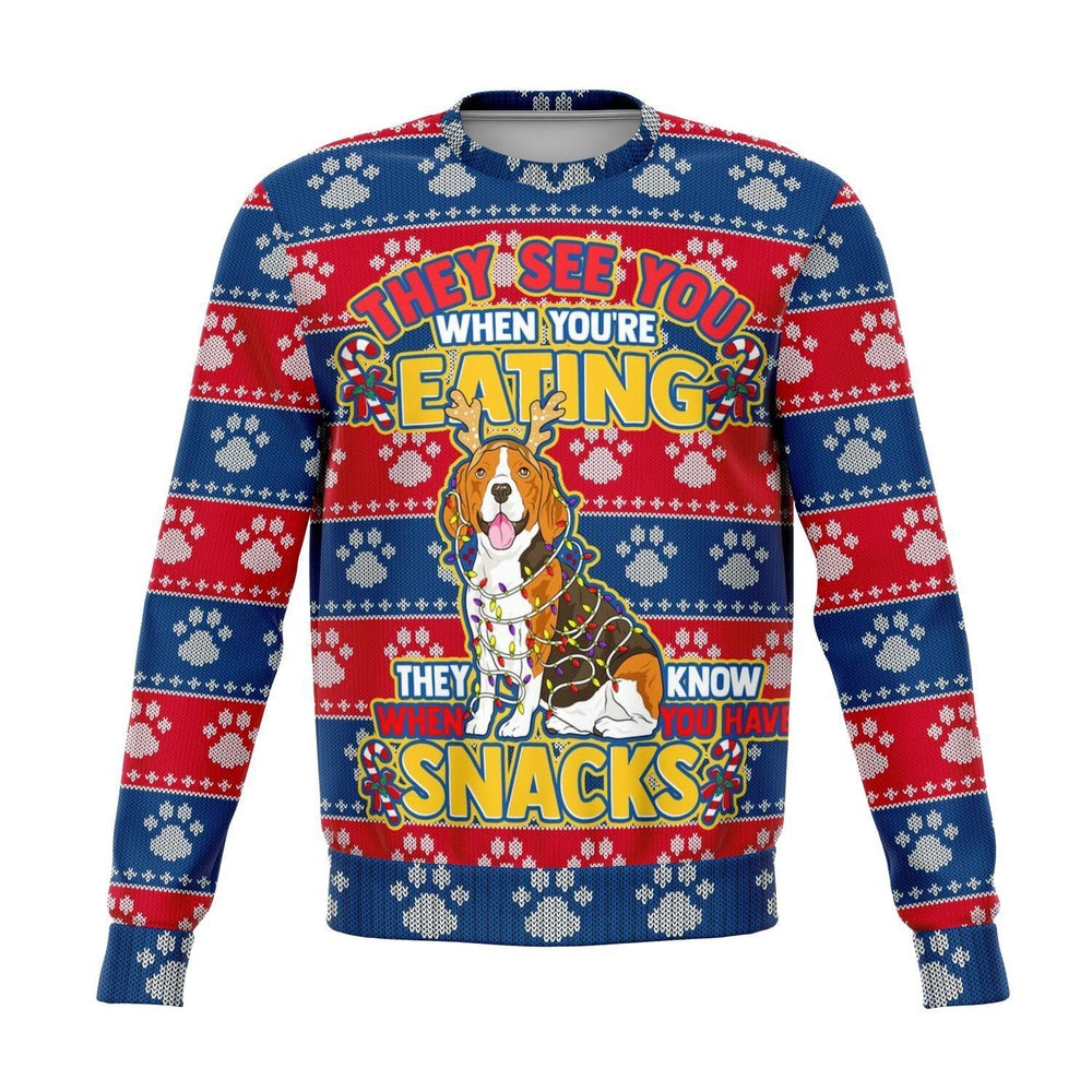 Beagle They Know When You Have Snacks Christmas Ugly Sweater, Christmas Ugly Sweater, Sweater Xmas, Ugly Sweater