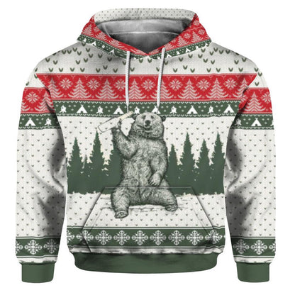 Bear I Hate People Ugly Christmas All Over Print Shirt, Christmas Hoodie, Christmas Sweatshirt