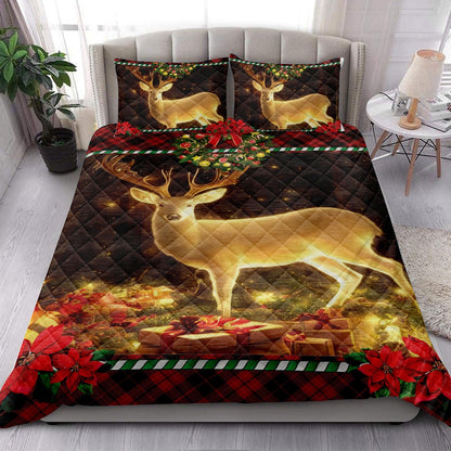 Beautiful Deer Inest With Wreath Chrismasmass Bedding Set, Christmas Beddings, Xmas Bedding Sets