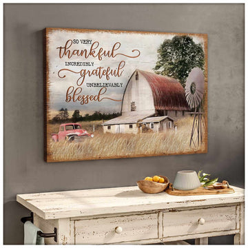 Beautiful Farmhouse Canvases Thankful Grateful Blessed Farm Canvas, Farmhouse Canvas, Farm Gift, Farm Home Decor