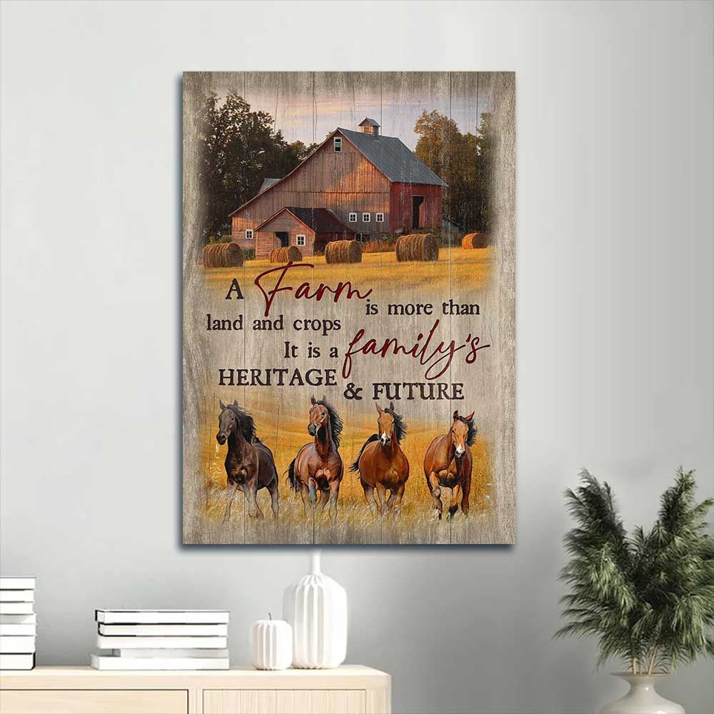 Beautiful Rice Field, Running Horse Portrait Canvas, A Farm Is More Than Land And Crops, Farm Canvas, Farm Art Decor
