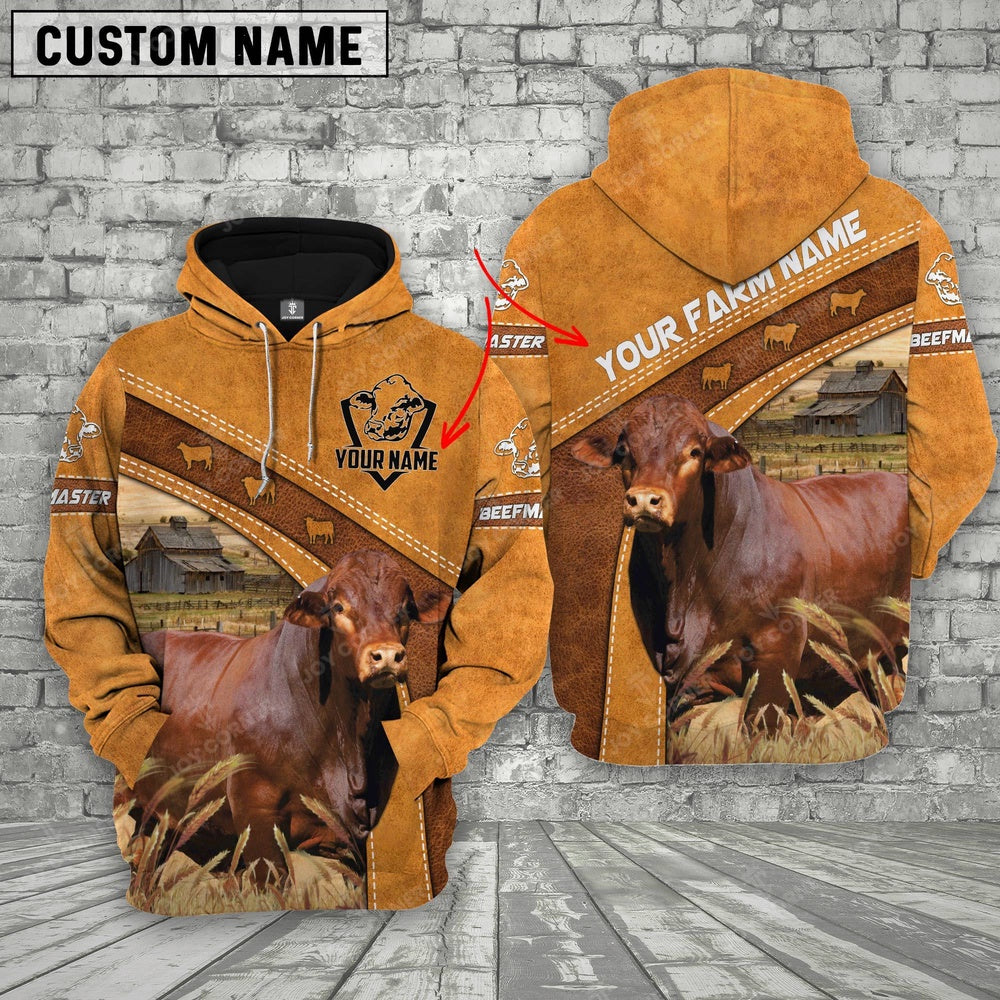 Beefmaster 3D Customized Name Farm Name Hoodie, Farmer Hoodie, Custom Farm Shirts, Farmer T Shirt