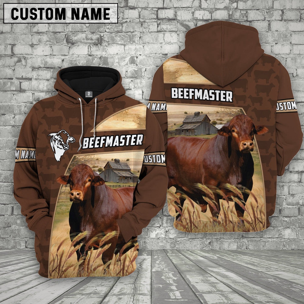 Beefmaster Brown Farm Personalized 3D Hoodie, Farmer Hoodie, Custom Farm Shirts, Farmer T Shirt