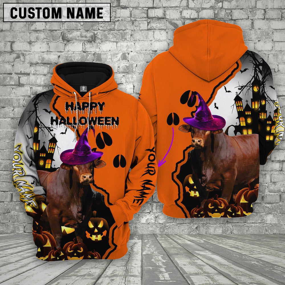 Beefmaster Castle Footprint Halloween Pattern 3D Hoodie, Farmer Hoodie, Custom Farm Shirts, Farmer T Shirt