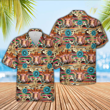 Beefmaster Cowboy Pattern Hawaiian Shirt, Farm Hawaiian Shirt, Farmer Hawaii