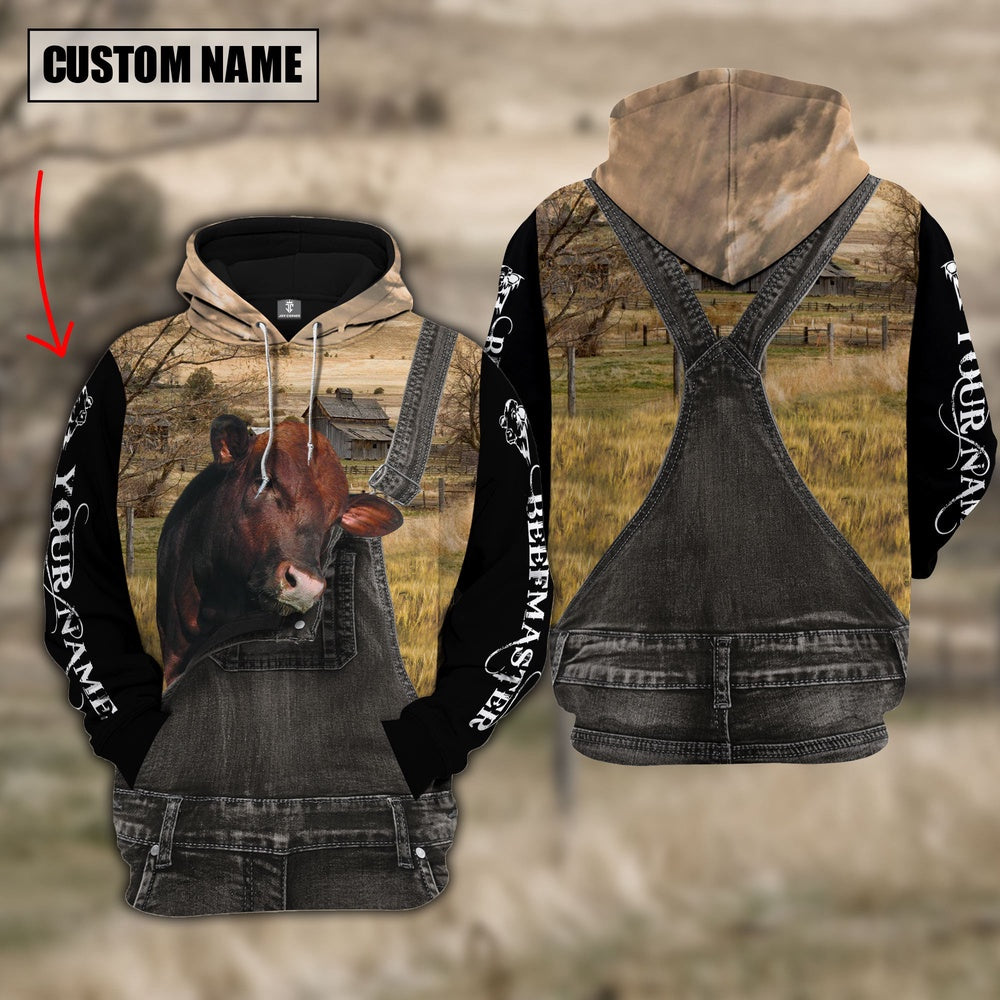 Beefmaster Custom Name Overalls Hoodie, Farmer Hoodie, Custom Farm Shirts, Farmer T Shirt